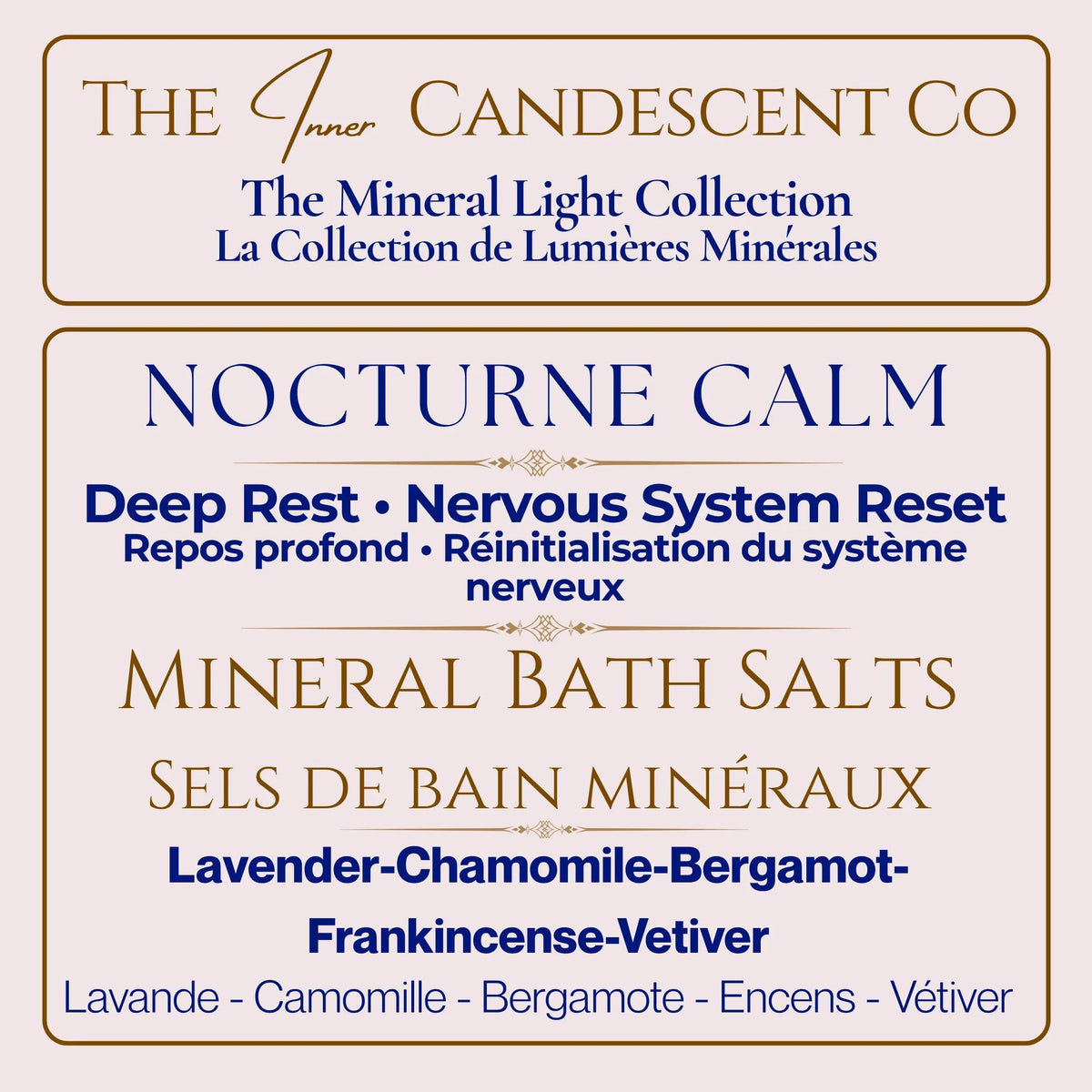 Mineral soak bath salts in a jar, relaxing magnesium and mineral-rich foot soak from The InnerCandescent Co's NOCTURNE CALM collection.
