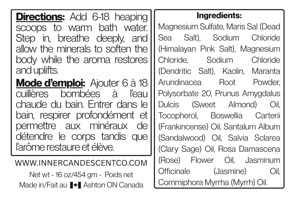 Mineral Soak Bath Salts from The InnerCandescent Co, Celestial Ground grounding magnesium and mineral-rich foot soak salts.