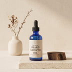 Pure Wash beard oil bottle with dropper, showcasing the beard growth oil product for nourishing and styling facial hair.