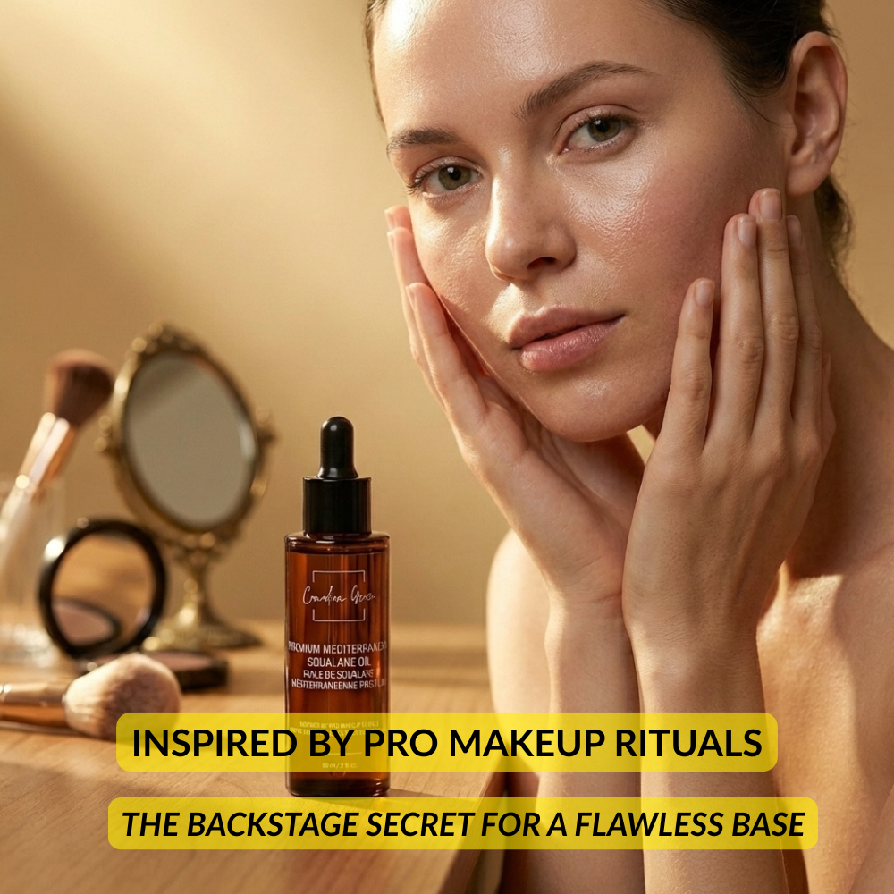 Canadian Grace Premium Mediterranean Squalane Oil for smooth, hydrated skin, ideal as a pre-makeup facial oil.