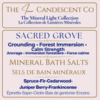 The InnerCandescent Co Mineral Light Collection gift set with luxurious mineral bath soaks and Sacred Grove packaging.