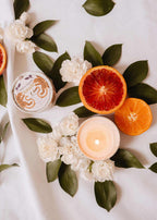 Mimi & August Amalfi reusable candle in a 3 oz glass container with a white wax interior and minimalist design.