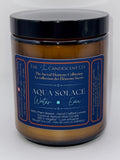 Aqua Solace water element candle by The InnerCandescent Co featuring a fresh aquatic scent with coconut and apricot wax in a sleek container