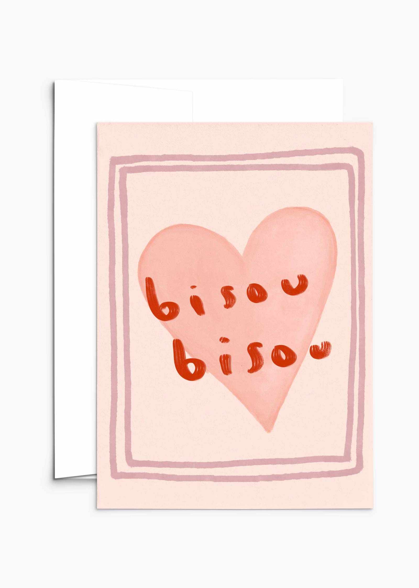 Bisou Bisou greeting card by Mimi & August featuring a charming design for special notes and heartfelt messages.