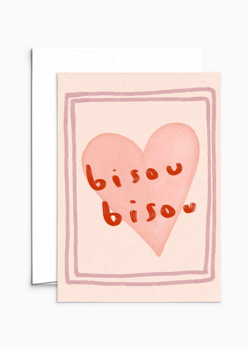 Bisou Bisou greeting card by Mimi & August featuring a charming design for special notes and heartfelt messages.