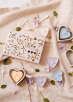 Set of blush heart-shaped tealight candles from Mimi & August, perfect for summer candle decor.