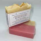 Handmade pink guava soap bar from The InnerCandescent Co, featuring a vibrant blush of light color and tropical scent.
