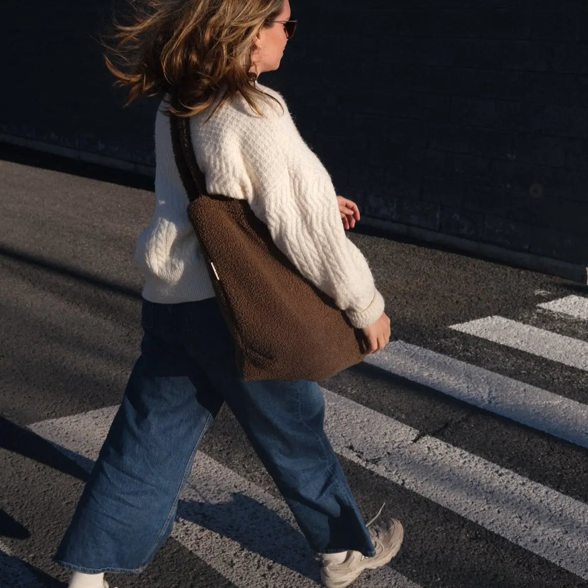 Reusable teddy fabric tote bag by Dans Le Sac with soft, plush texture and spacious interior for everyday use.