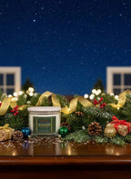 Sacred floral Christmas luxury candle by The InnerCandescent Co with coconut and apricot wax, featuring festive floral design.