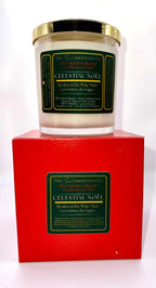 Sacred floral Christmas candle by The InnerCandescent Co featuring a tall tower design with floral and celestial motifs.