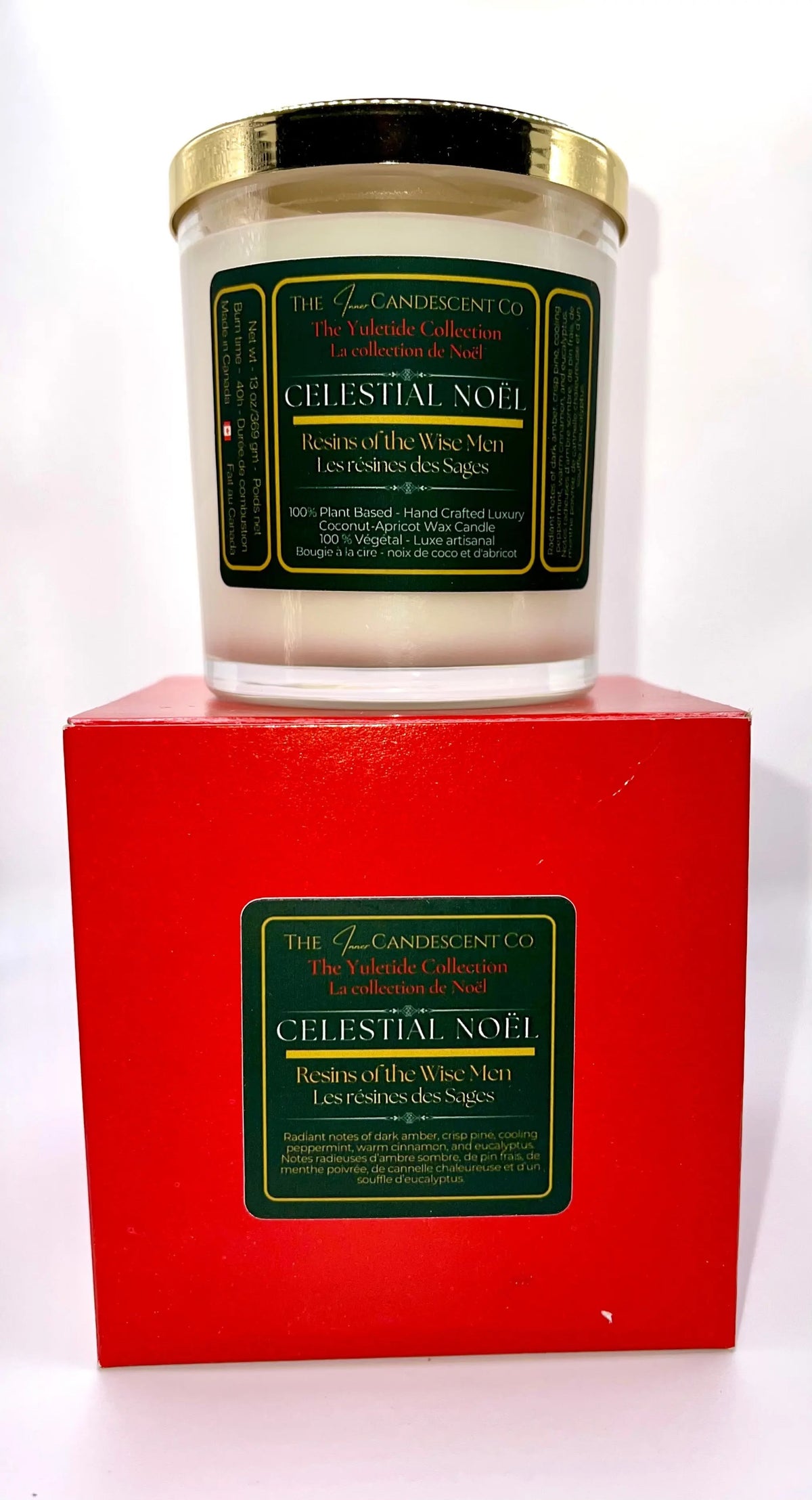 Sacred floral Christmas candle by The InnerCandescent Co featuring a tall tower design with floral and celestial motifs.