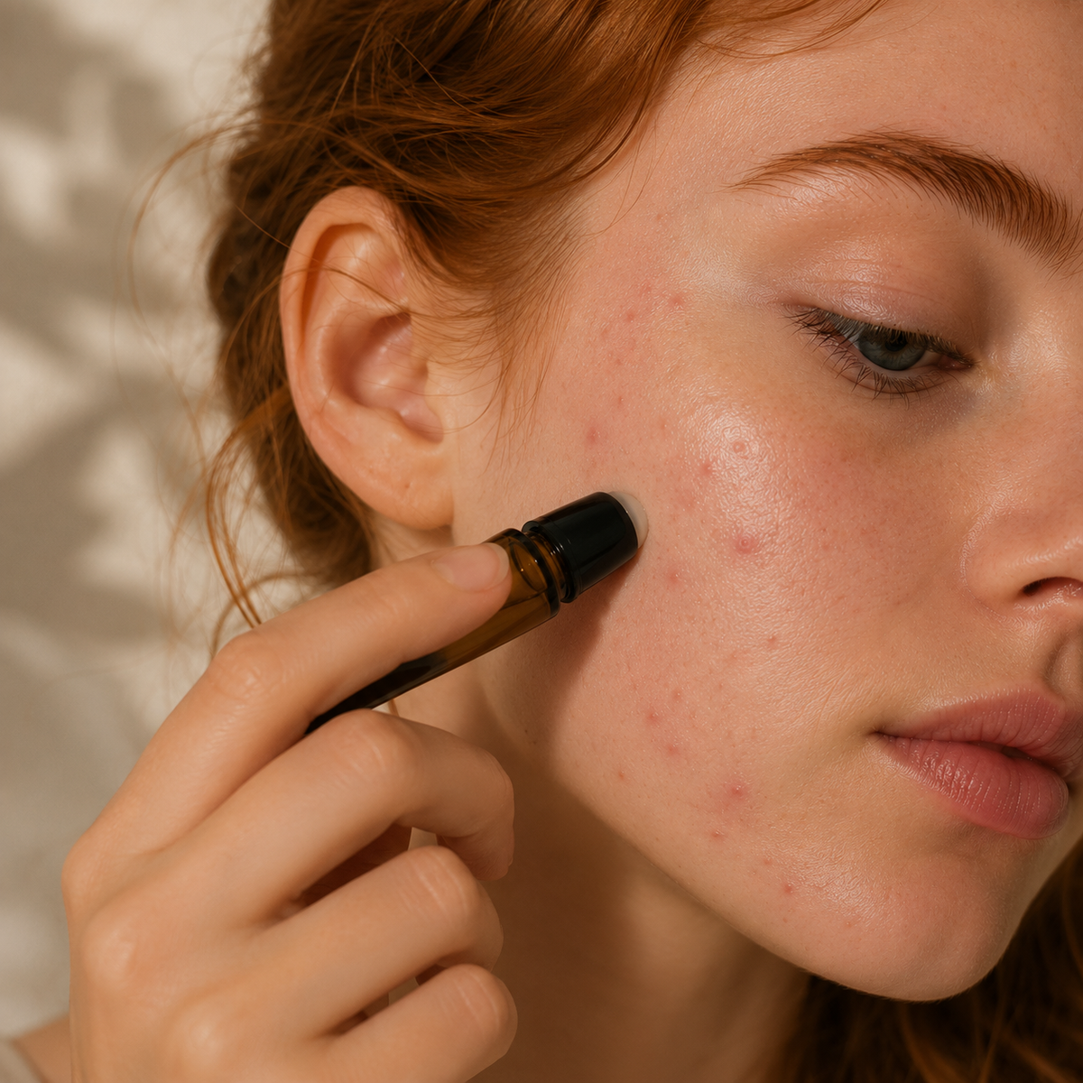 Natural anti-acne body care stick with tea tree and palmarosa from La Sultana Savonnerie, featuring handmade, natural ingredients.