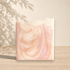Handmade coconut milk soap with peach nectar scent from La Sultana Savonnerie, featuring a natural, creamy soap bar.