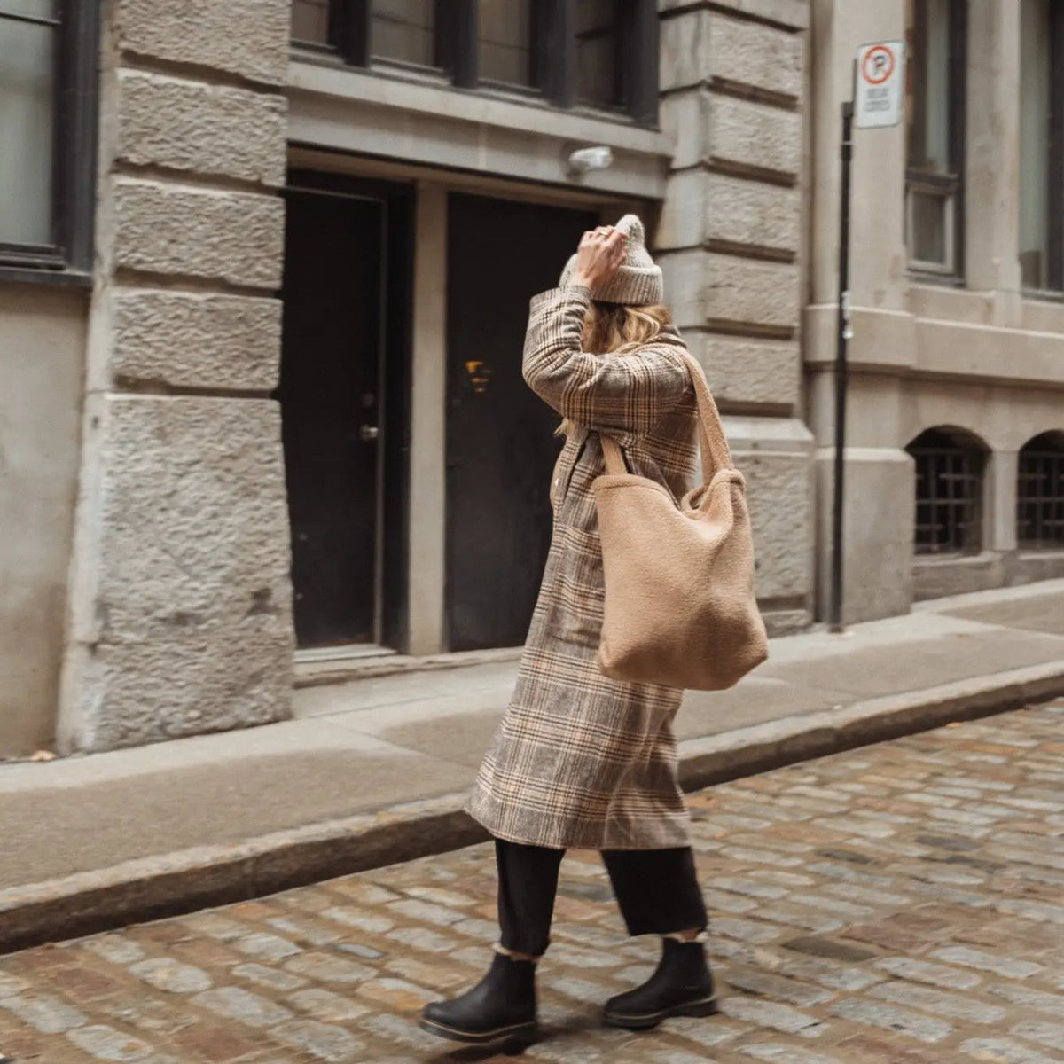 Reusable teddy fabric tote bag by Dans Le Sac, featuring soft, plush material and spacious design for everyday use.