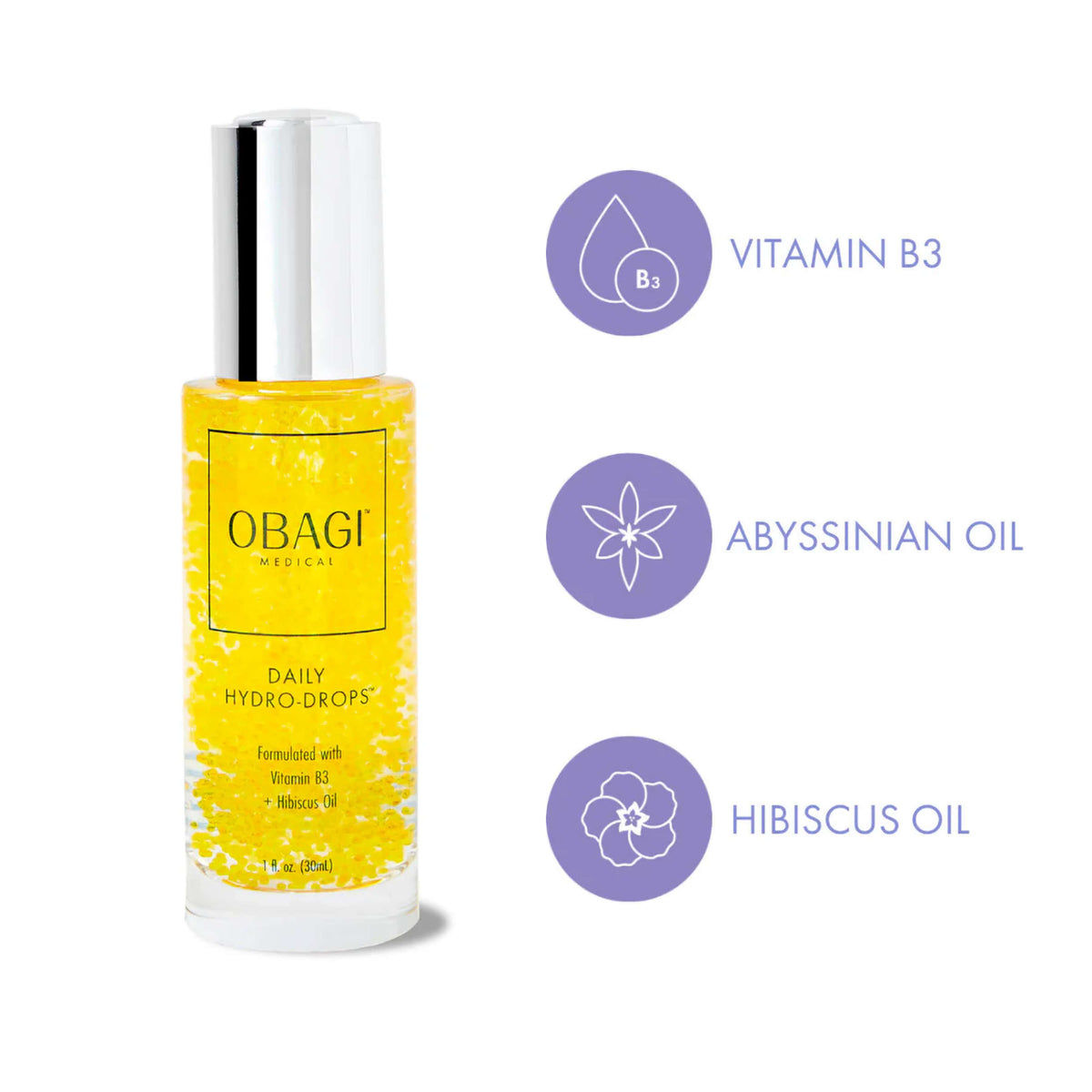 Wedoskin Obagi Daily Hydro Drops facial serum bottle with dropper, showcasing clear liquid inside for hydrating skincare.