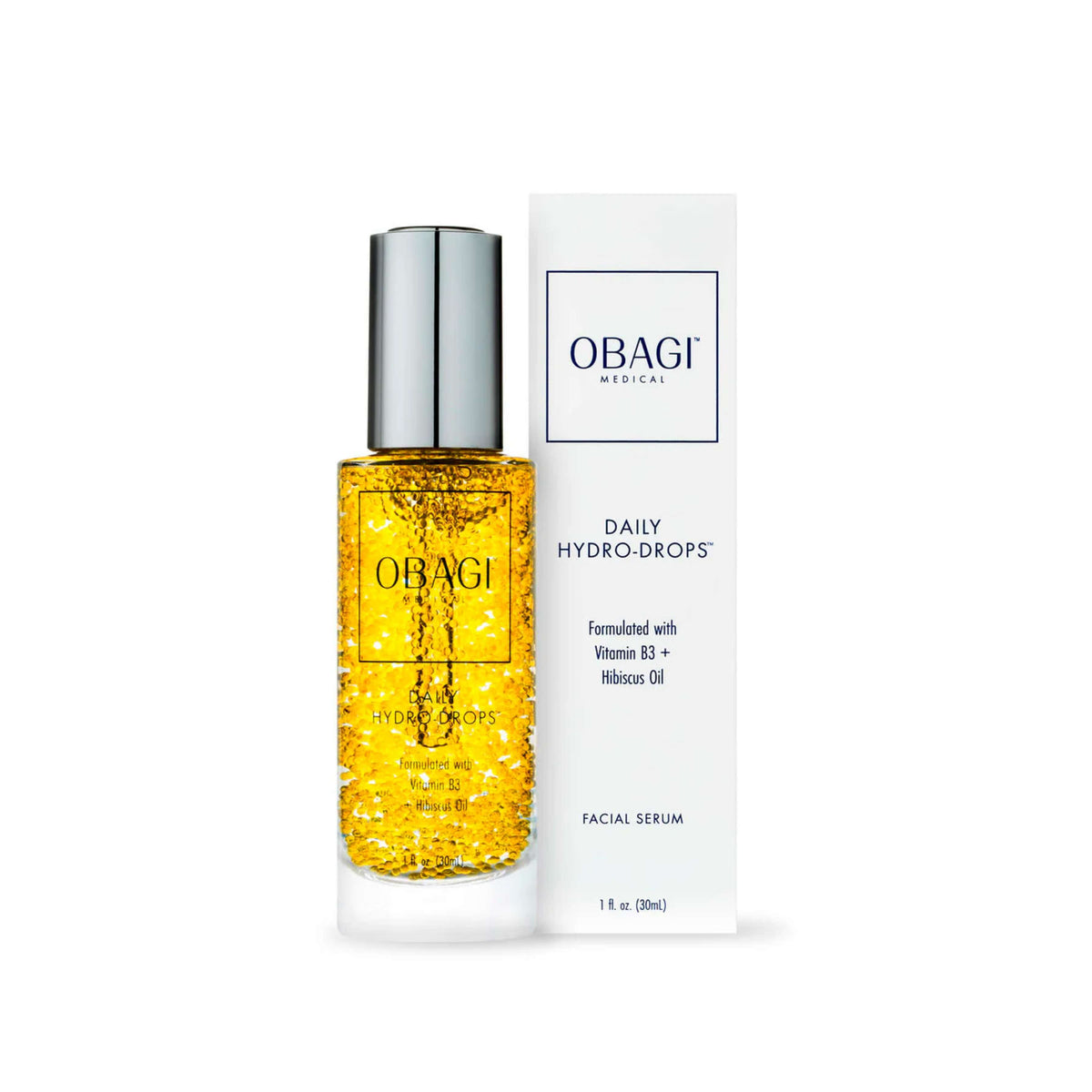 Wedoskin Obagi Daily Hydro Drops facial serum in a 30ml bottle, showcasing a clear liquid in a sleek dropper bottle.