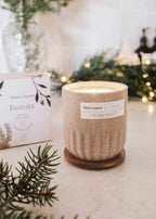 Foresta reusable candle by Mimi & August with a natural wooden wick and eco-friendly design, ideal for sustainable home decor.