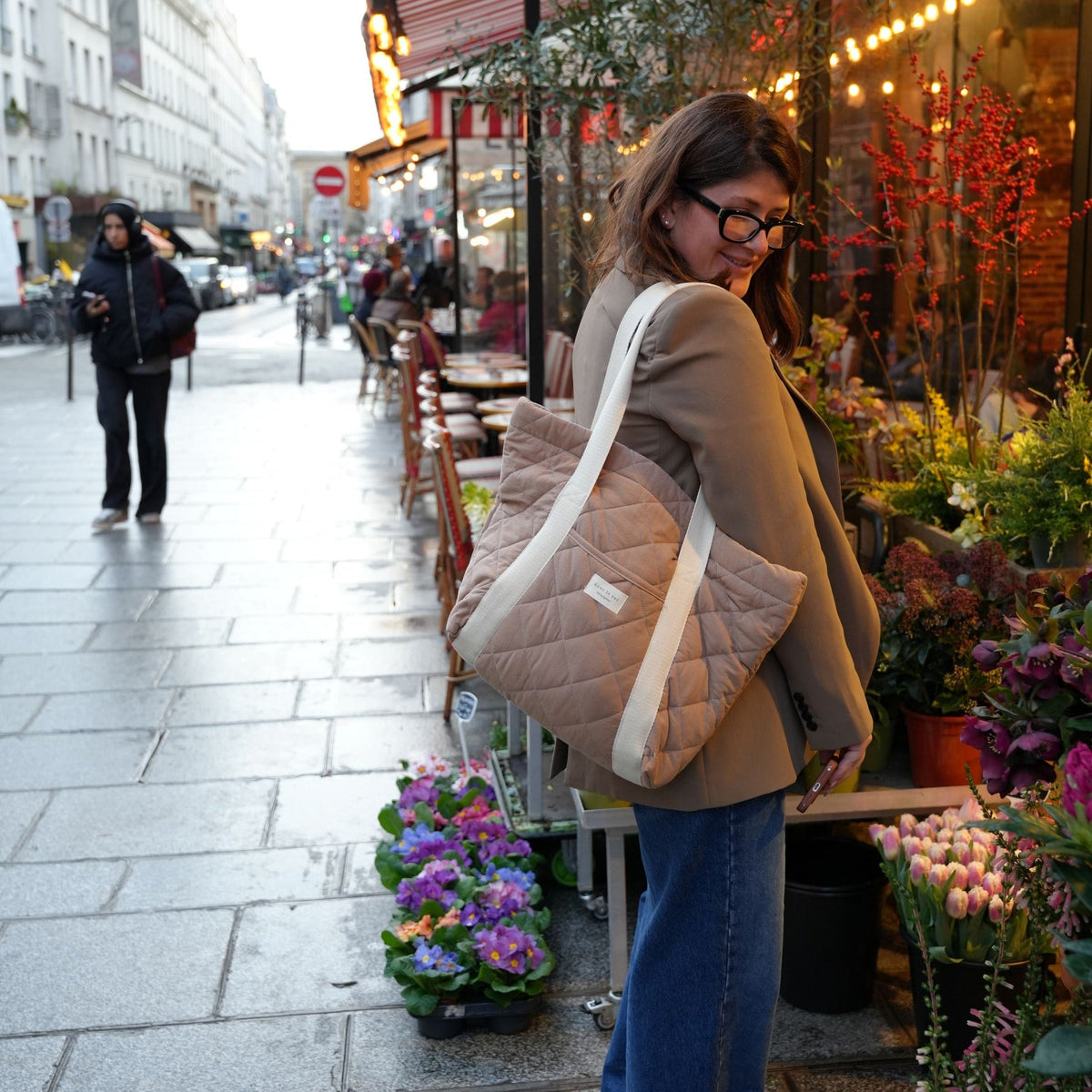 Recycled quilted tote bag by Dans Le Sac, reusable daily carryall with padded design and sturdy handles.