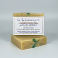 Golden Cedar handmade soap bar by The InnerCandescent Co featuring warm cedar scent and natural golden-colored soap bar.