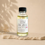 Barbe huile pour hommes de La Sultana Savonnerie, à l'arbre à thé et menthe poivrée, en bouteille avec flacon en verre.