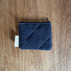 Reversible quilted cotton coin purse with zipper closure from Dans Le Sac, showcasing soft pastel colors and textured stitching.
