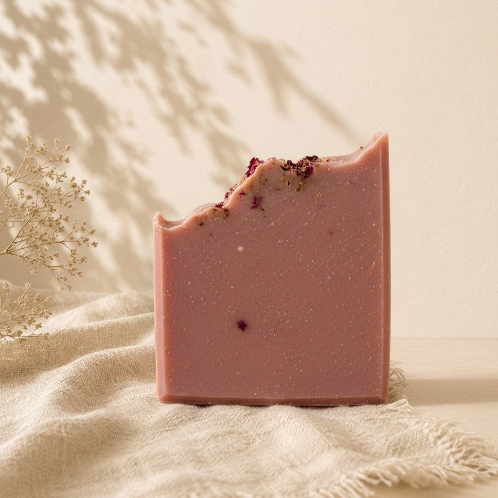 Savon au lait de chèvre  rose vanillée imparfait