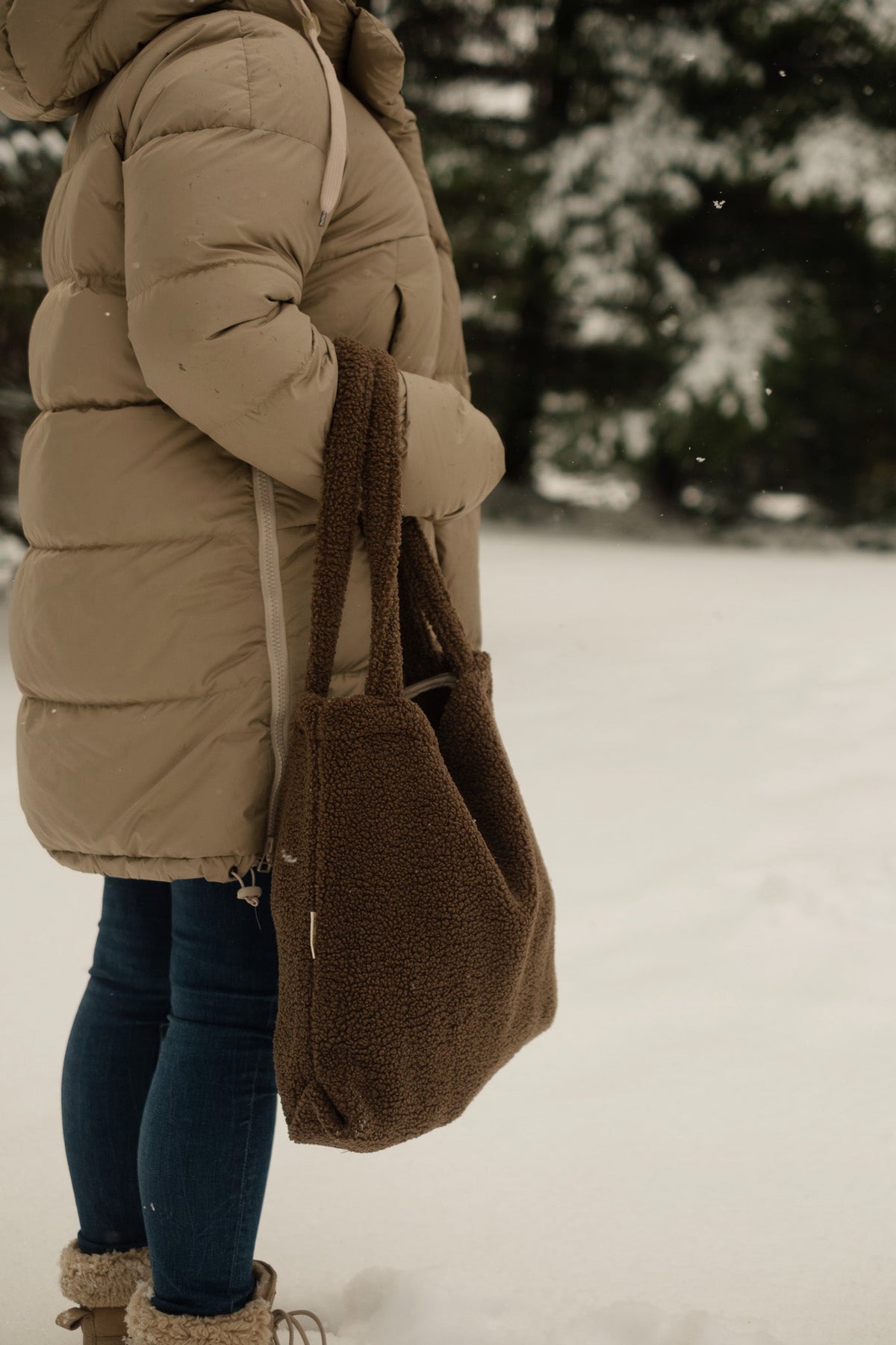 Reusable teddy fleece tote bag from Dans Le Sac with soft, plush fabric and spacious interior for everyday use.