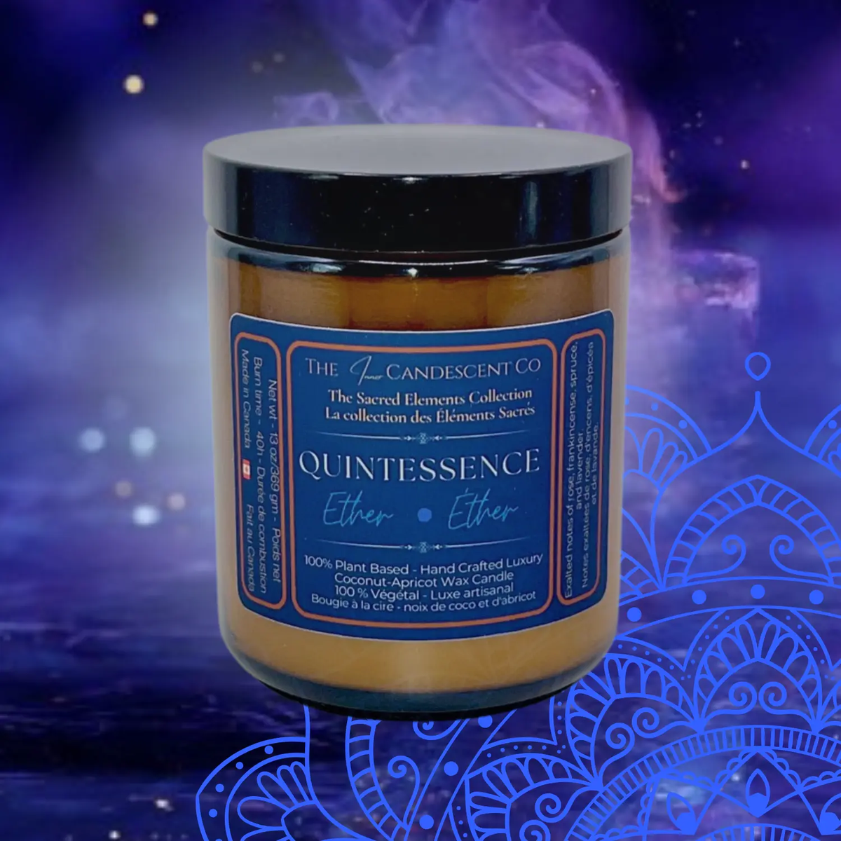Luminous luxury coconut apricot wax candle from The InnerCandescent Co's QUINTESSENCE — ETHER ELEMENT collection.