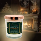 Sacred Hearth luxury coconut apricot wax candle by The InnerCandescent Co with warm spiced Christmas scent and natural flame.