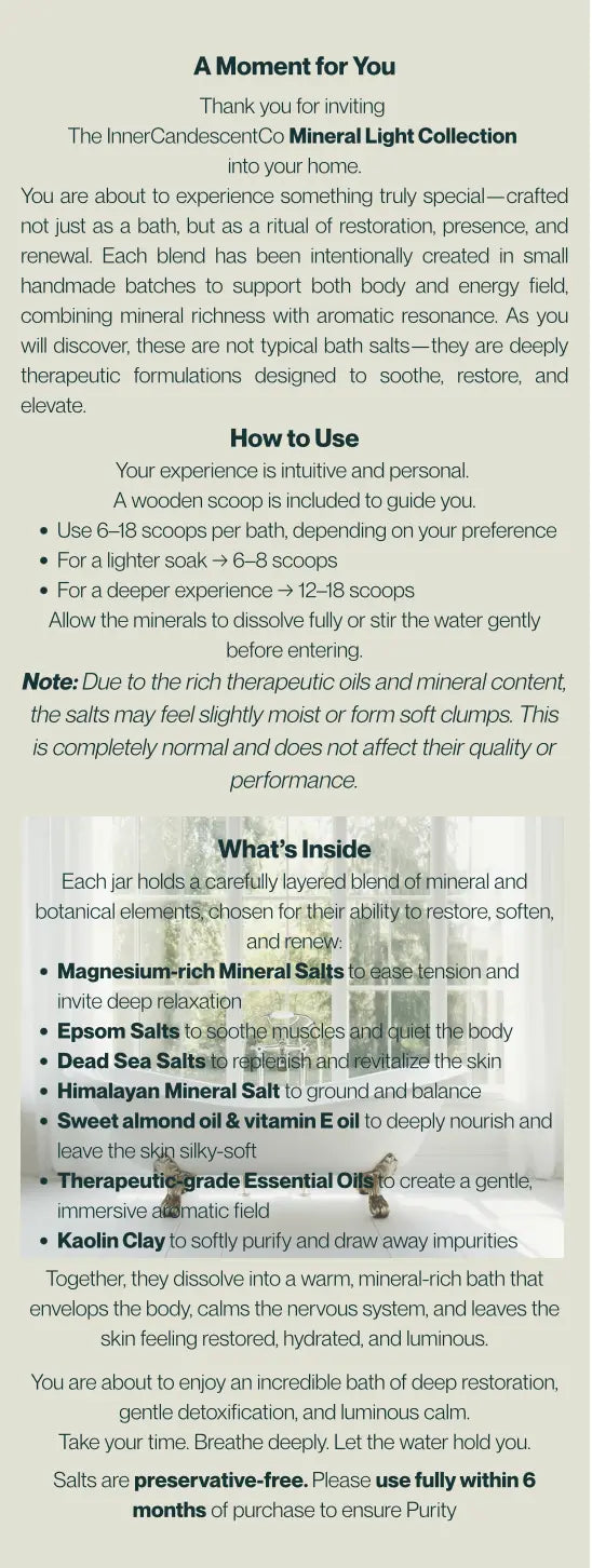 Rose Radiance floral magnesium mineral bath salts from The InnerCandescent Co for relaxing foot soaks in a mineral soak bath.