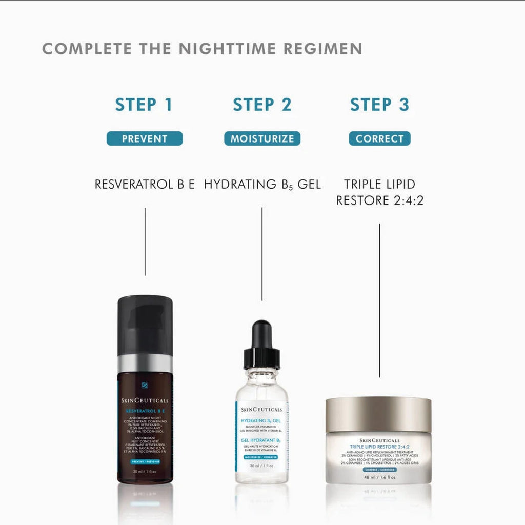 SkinCeuticals Hydrating B5 Gel serum in a clear jar, showing its smooth, lightweight gel texture designed for nighttime skin hydration.