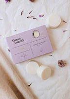 Soy wax melts in lilac color, shaped as wax tarts, from Mimi & August, suitable for home fragrance.