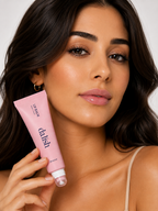 Hydrating tinted lip balm by da lish cosmetics showing soft, buildable color on lips with a natural finish.