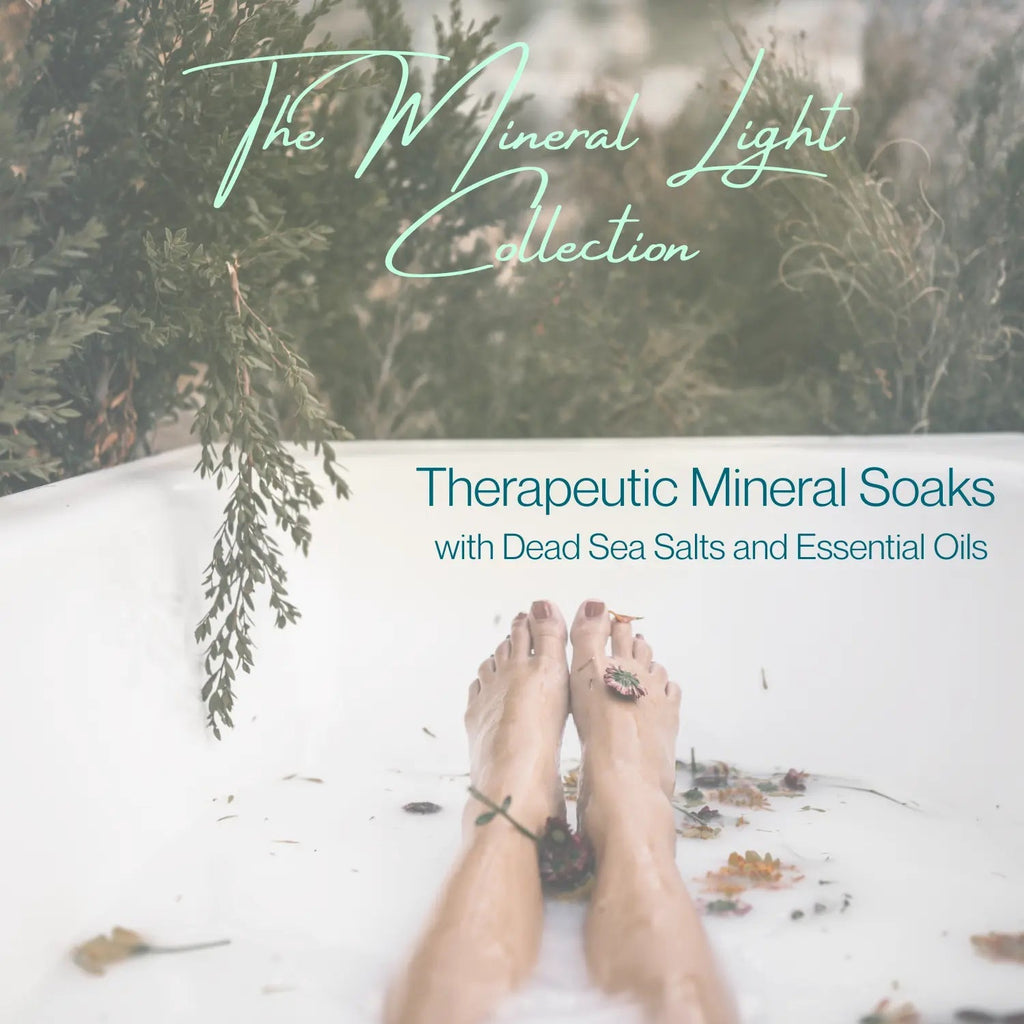 Mineral soak bath salts from The InnerCandescent Co's CELESTIAL GROUND collection, featuring magnesium and mineral-rich foot soak salts.