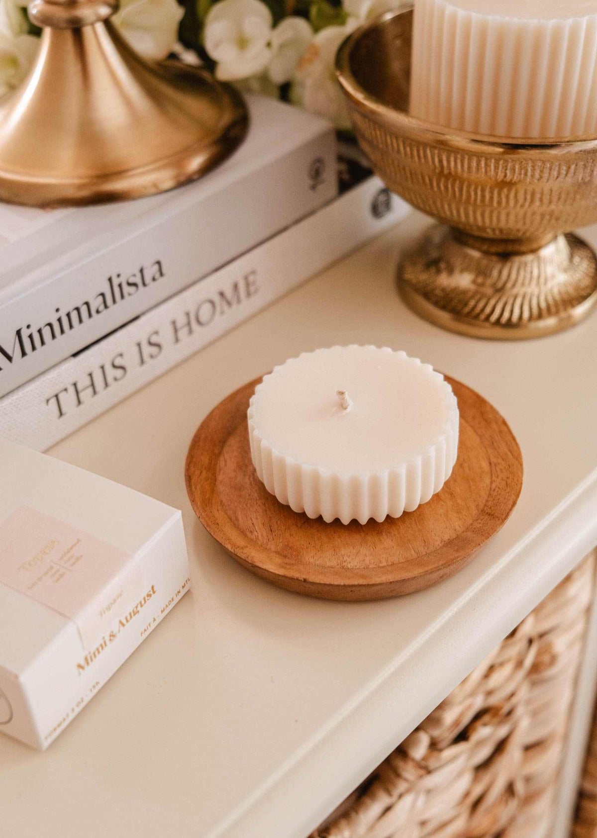 Mimi & August Topaze candle refill in a 3 oz jar, designed for home decor with a vibrant blue color and elegant glass container.