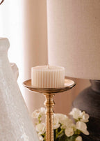 Topaze candle refill by Mimi & August, 5 oz glass container with a warm amber-colored wax for home decor.