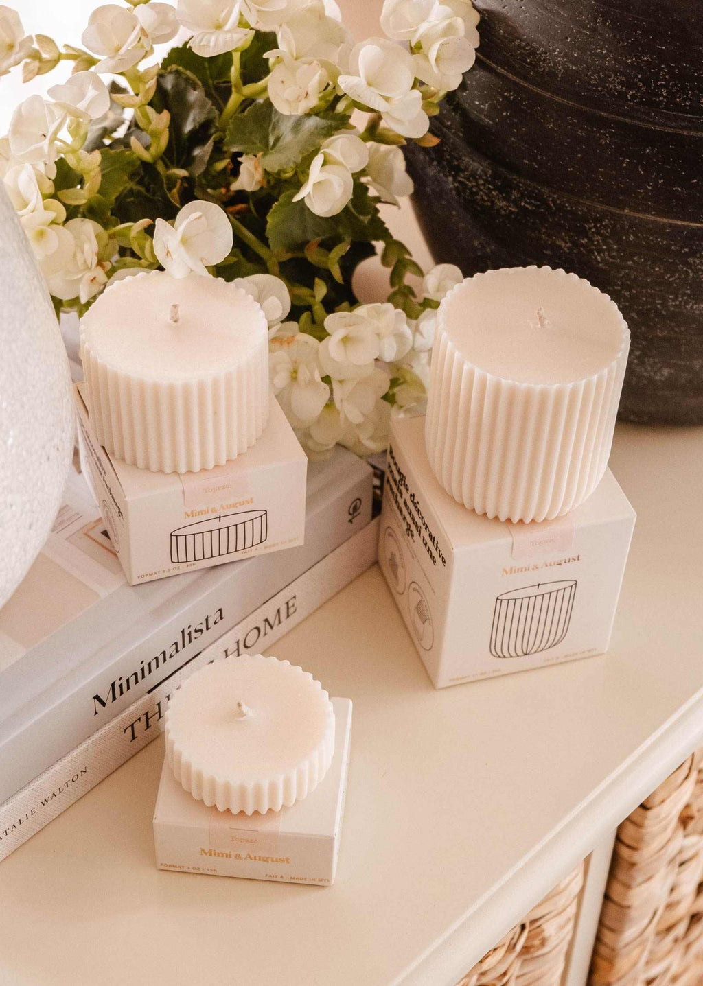 Mimi & August Topaze candle refill for home decor, showing a sleek, amber-colored candle container with the refill inside.