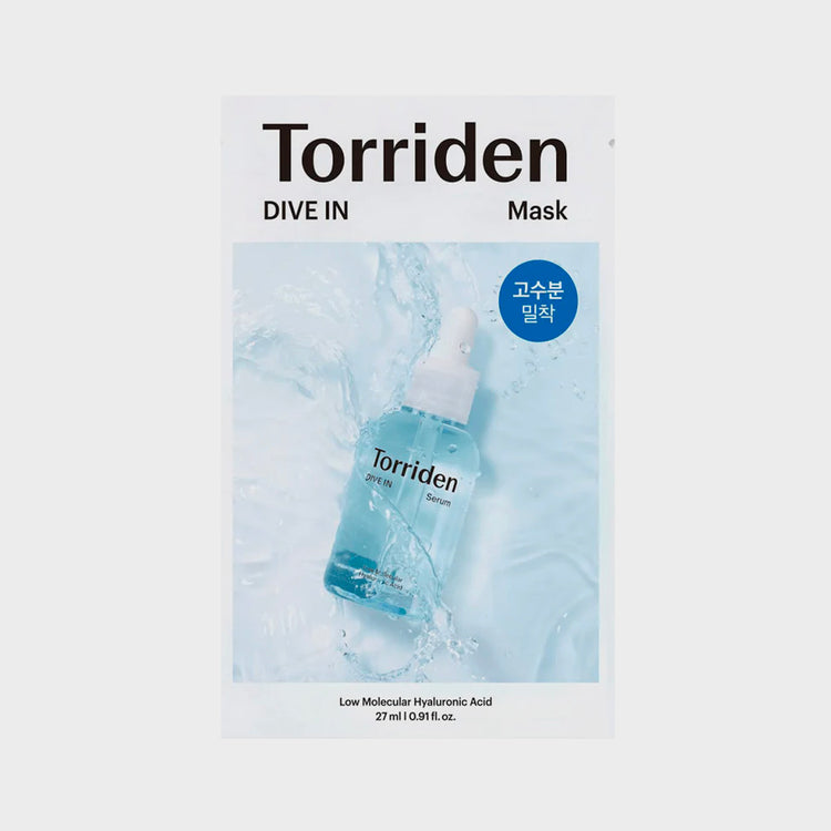 HYAKU Beauty & Living Torriden Dive In Hyaluronic Acid Mask pack with 10 low molecule masks for deep hydration.