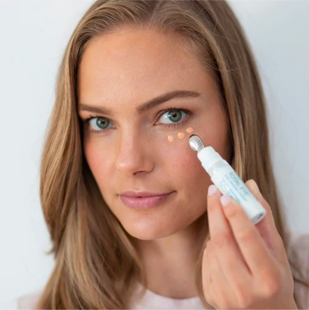 Wedoskin Colorescience Total Eye 3-In-1 Renewal Therapy SPF 35 with eyes, lips, and cheeks in a compact palette.