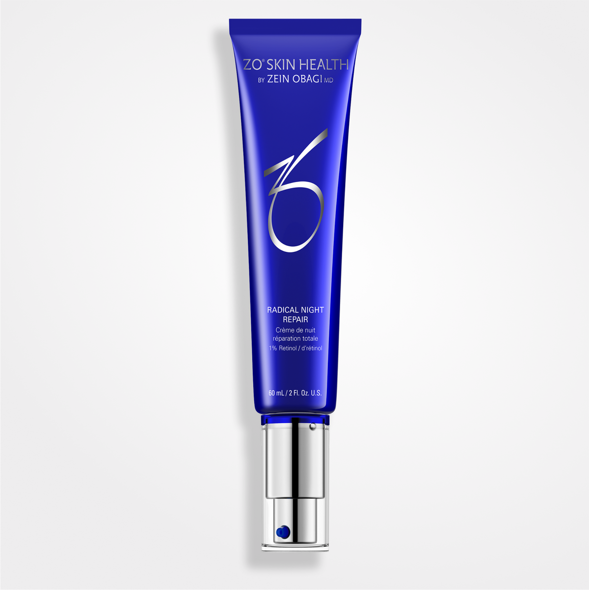 ZO Skin Health Radical Night Repair retinol cream in a sleek jar, designed for nighttime skin rejuvenation and repair.