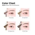 Clio Kill Brow Slim Ash Mascara 3g for eye makeup, featuring a slim brush and ash-toned formula by Lakinza K-beauty.