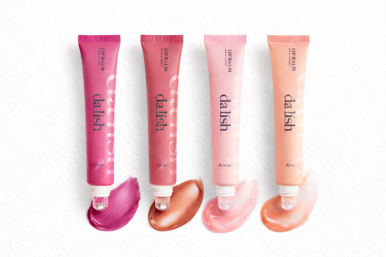 Da Lish Cosmetics hydrating tinted lip balm in soft, buildable color for healthy, moisturized lips.