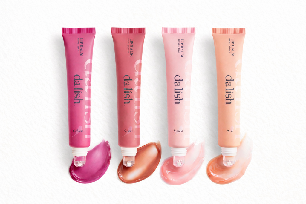 Da Lish Cosmetics hydrating tinted lip balm in soft, buildable color for healthy, moisturized lips.