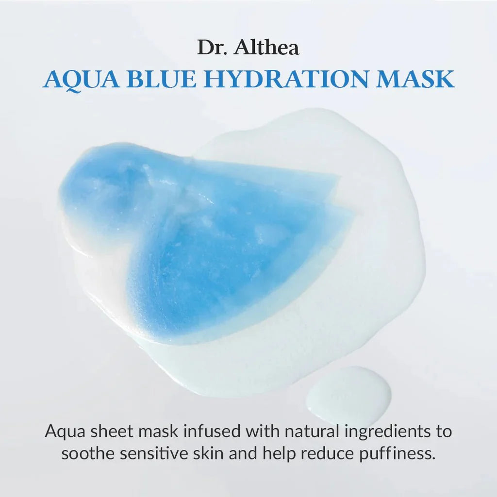 Dr. Althea Aqua Blue Hydration Mask in 28g jar, a soothing K-beauty mask for intense skin hydration and moisture.