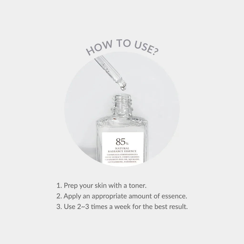 Dr.Althea Natural Radiance Essence serum in 30ml bottle, featuring clear liquid and minimalist packaging from Lakinza K-beauty.