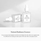 Lakinza Dr. Althea Natural Radiance Essence serum in a 30ml bottle, featuring a clear glass container with a pump dispenser.