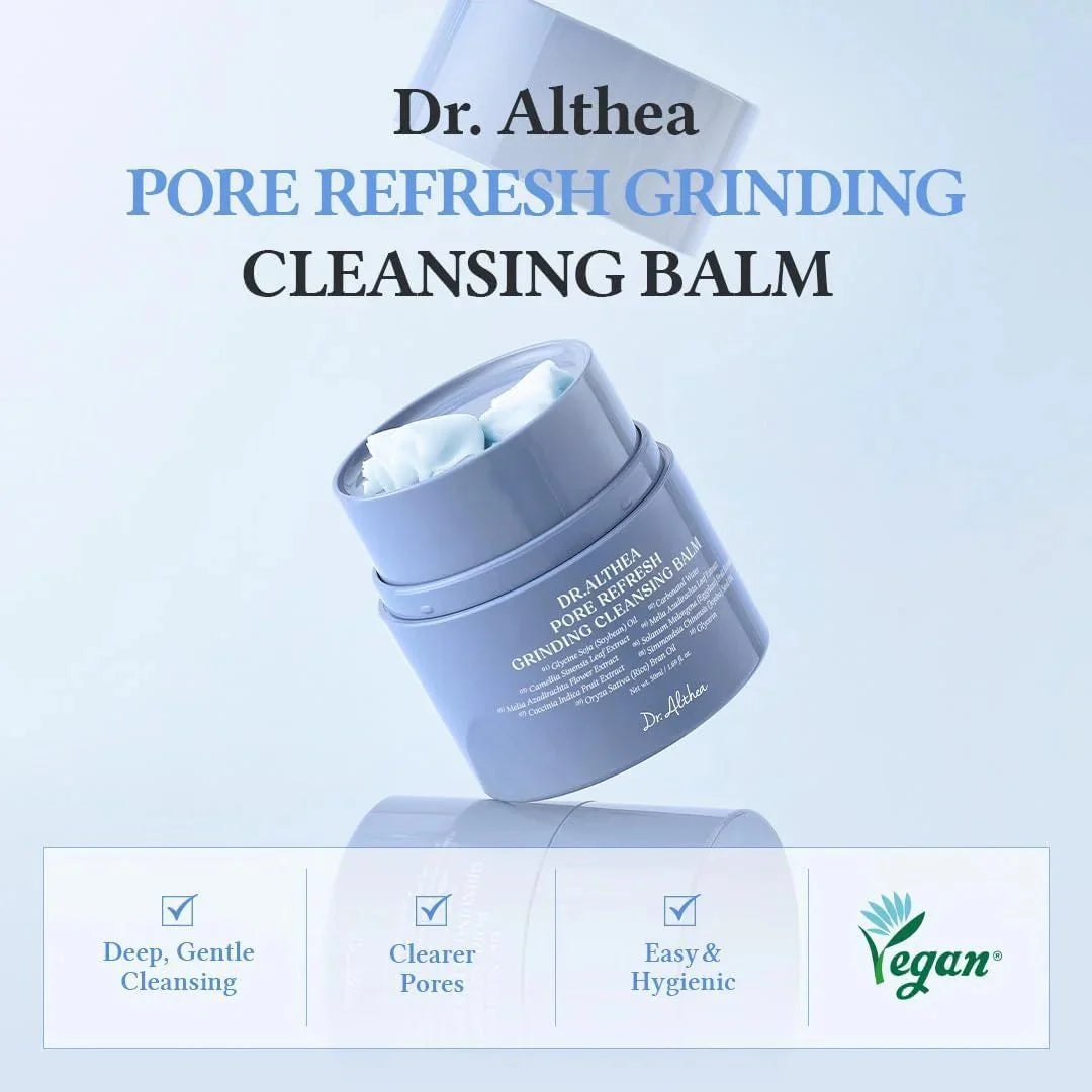 Dr.Althea Pore Refresh Grinding Cleansing Balm 50ml from Lakinza K-beauty, showcasing the jar and product label.