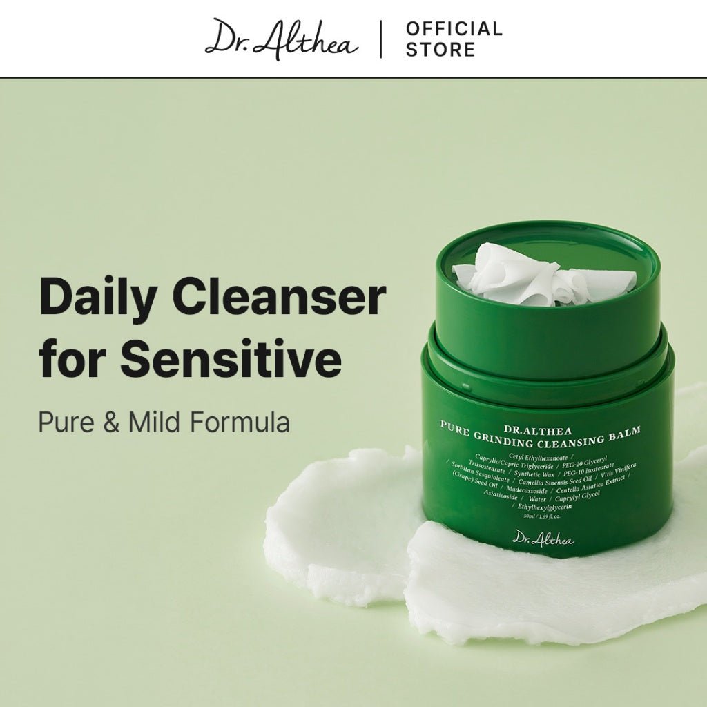 Lakinza Dr. Althea Pure Grinding Cleansing Balm 50ml in a jar, K-beauty cleanser for deep facial cleansing and makeup removal.