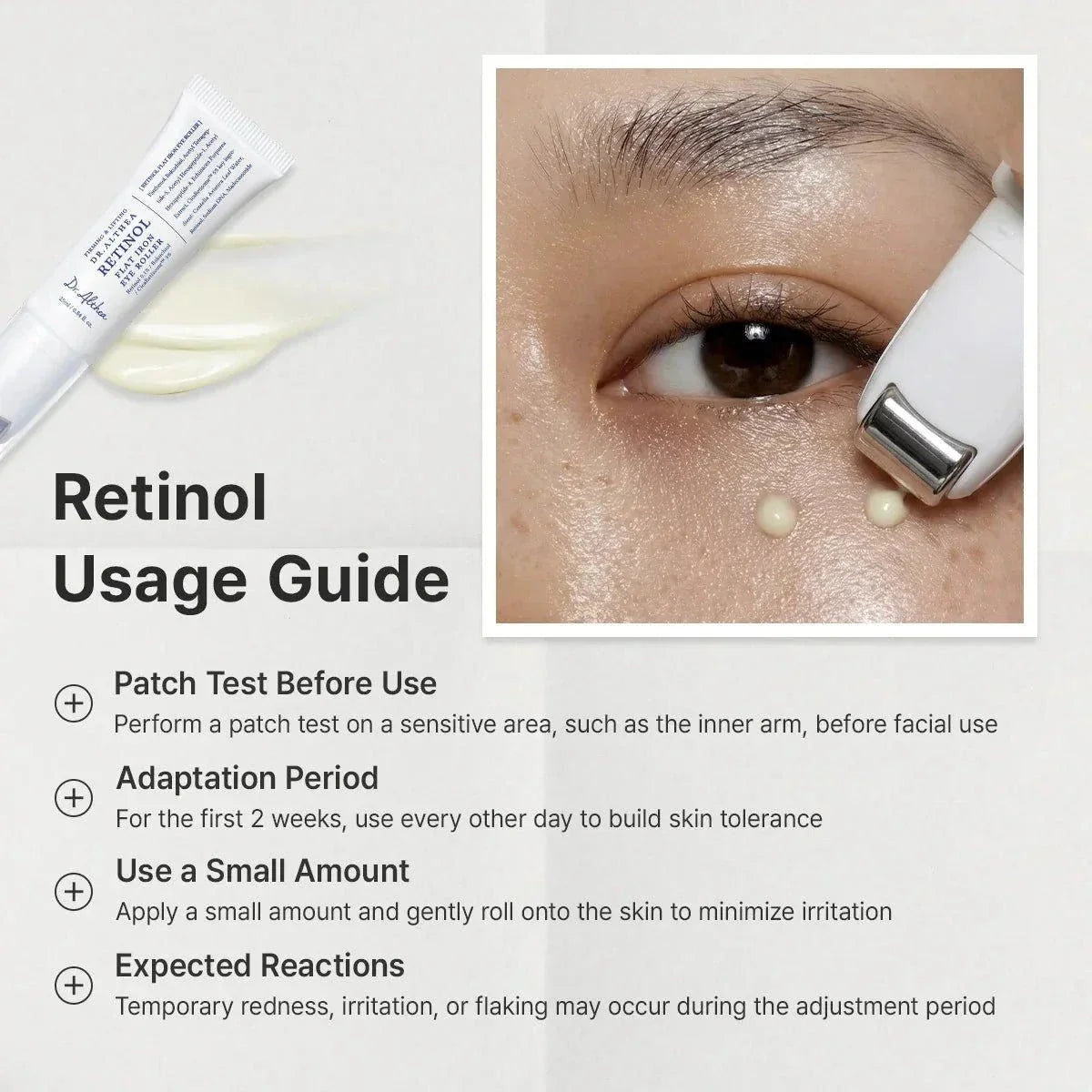 Lakinza Dr. Althea Retinol Flat Iron Eye Roller 25ml, a soothing eye cream with retinol for reducing puffiness and fine lines.