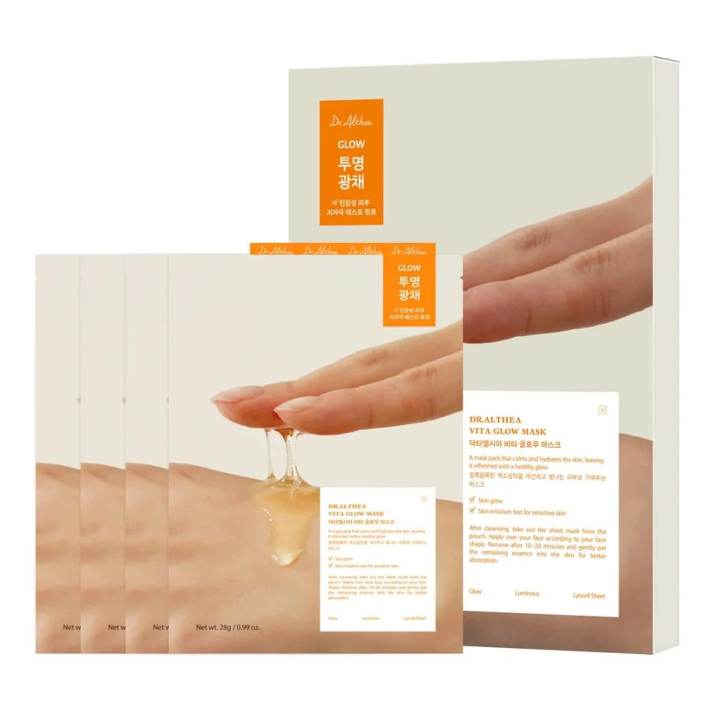 Lakinza Dr. Althea Vita Glow Mask in 28g, a K-beauty face mask with brightening and revitalizing skin benefits.